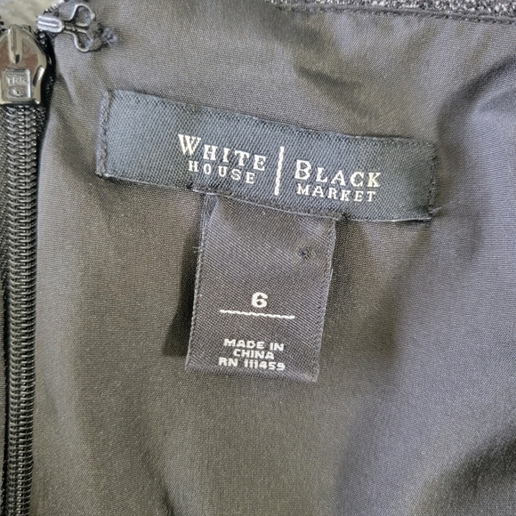 WHBM Gray Tweed Classic Knee Length 3/4 Sleeve Statement Collar Dress Size 6 - Picture 7 of 10